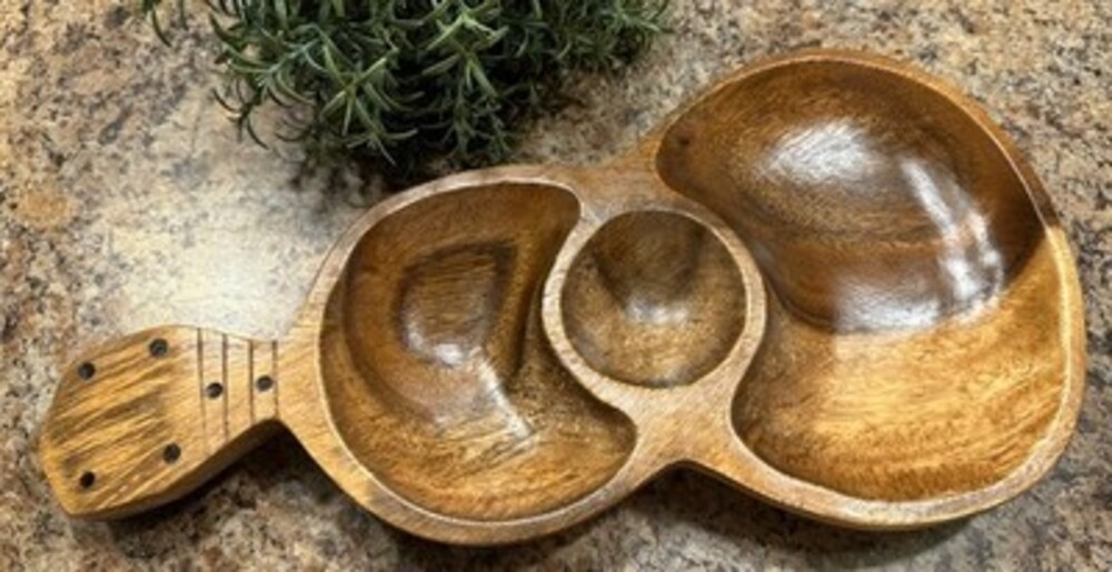 Authentic Acacia Solid Wood Ukulele Accessorie Serving Dish Tray Rustic
